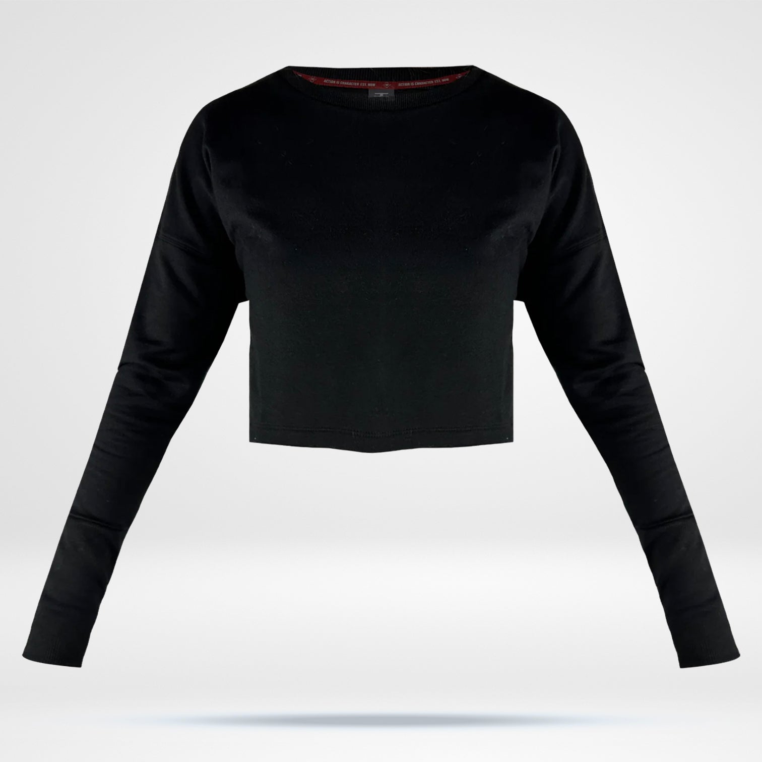 Rust Black Printed Crop Sweatshirt for Women Trendy Winter Casual Wear