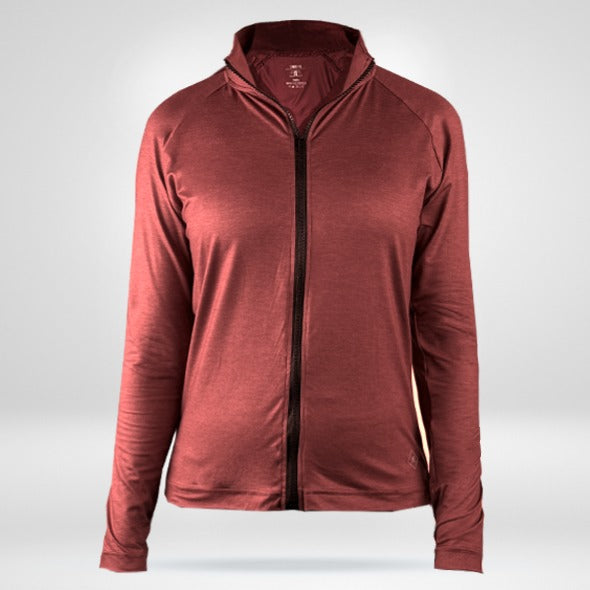 Women's Mach Full Zip Up Shirt - Heathered Brick