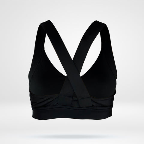 Women’s Sports Bra- Cross-back V-neck Black